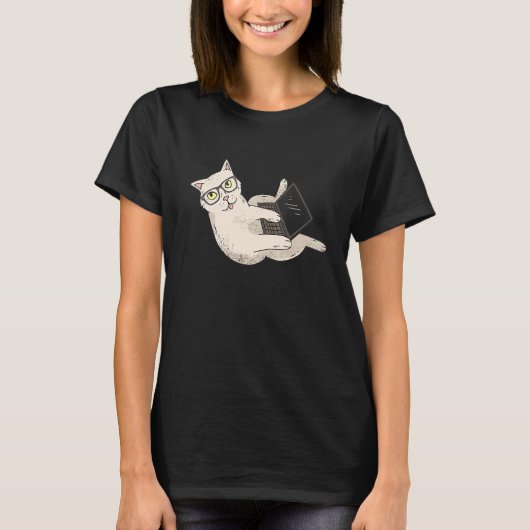 Computer Whisperer Cat IT Professionele Ingenieur T-shirt (Voorkant)