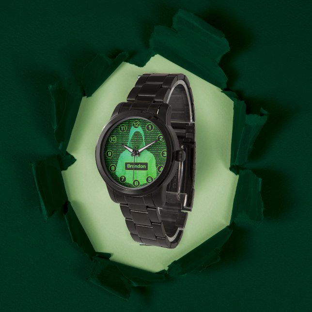 Computer Wizard / Hacker Thema Binary Look Custom Horloge (Creator heeft geüpload)