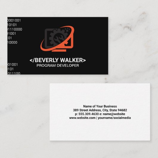 Computer Wrench Logo | Codering Visitekaartje (Voorkant / Achterkant)