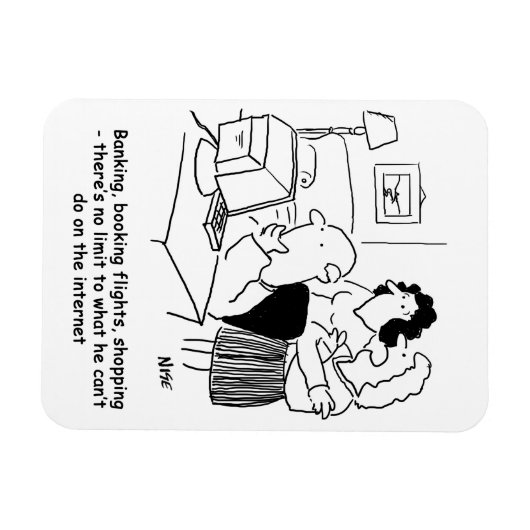 Computeranalfabeet man op computer magneet (Horizontaal)