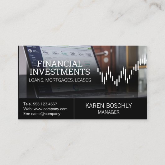 computeranalist | stock candlestick graph visitekaartje (Voorkant)