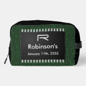 Computerchip op groen bord +Voeg uw informatie toe Toilettasje (Achterkant)