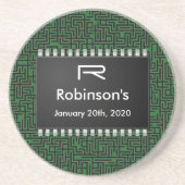 Computerchip op groen bord +Voeg uw informatie toe Zandsteen Onderzetter (Voorkant)