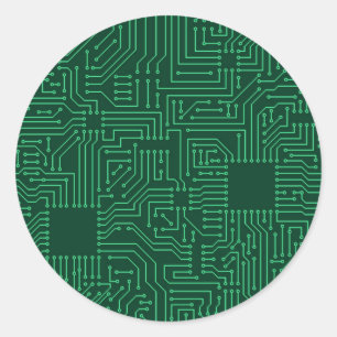 Computercircuit Ronde Sticker