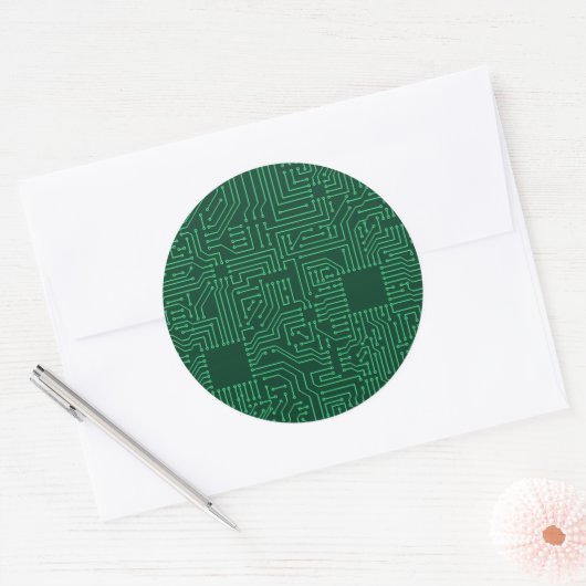 Computercircuit Ronde Sticker (Envelop)