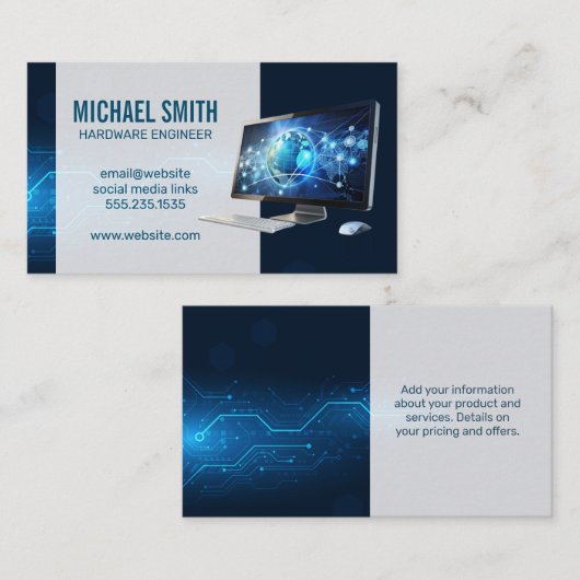 Computerdesktop | Moderne digitale technologie Visitekaartje (Voorkant / Achterkant)