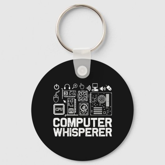 Computerfluisteraar T-shirt Tech Support Nerds Gee Sleutelhanger (Voorkant)