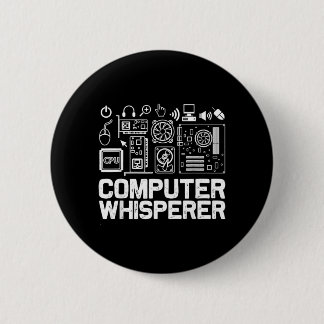 Computerfluisteraarshirt Tech Support Nerds Geek Ronde Button 5,7 Cm