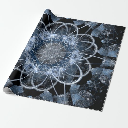 Computerfractale illustratie van de grijze blauwe cadeaupapier (Uitgerold)