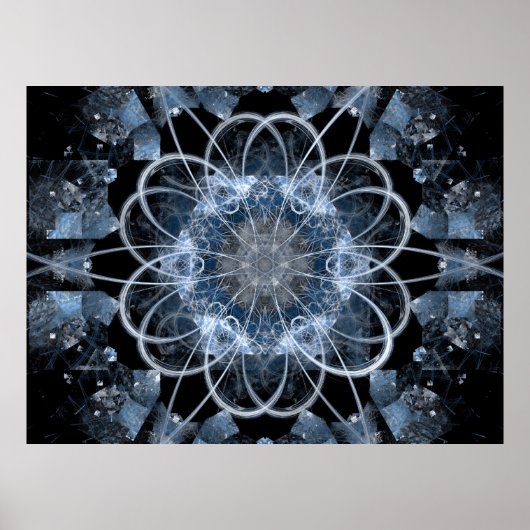 Computerfractale illustratie van de grijze blauwe  poster (Voorkant)