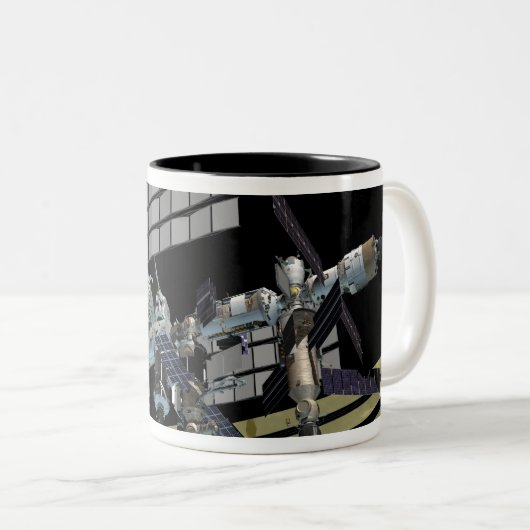 Computergegenereerd uitzicht 15 tweekleurige koffiemok (Voorkant rechts)