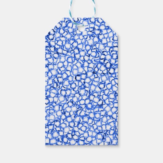 Computergegenereerde Blauwe Bloemblaadjes Cadeaulabel (Voorkant)