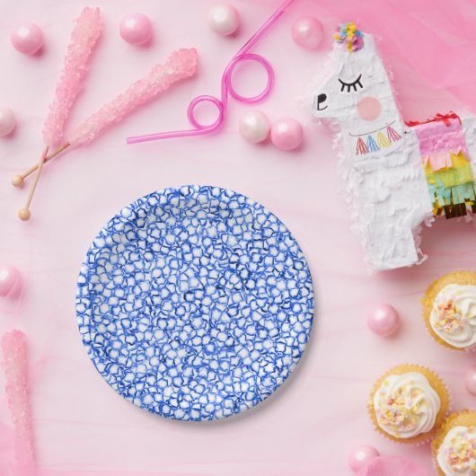 Computergegenereerde Blauwe Bloemblaadjes Papieren Bordje (Feest)