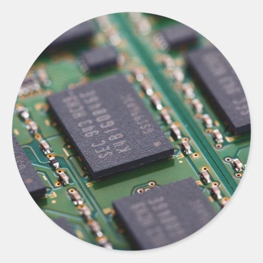 Computergeheugenchips Ronde Sticker (Voorkant)