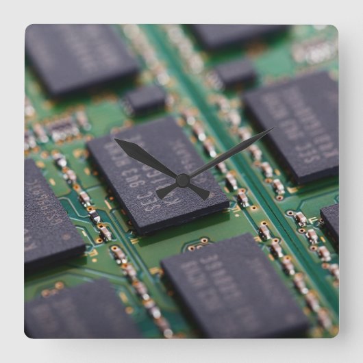 Computergeheugenchips Vierkante Klok (Voorkant)