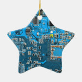 Computergek printplaat blauw keramisch ornament (Voorkant)