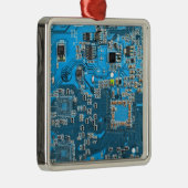 Computergek printplaat blauw metalen ornament (Rechts)