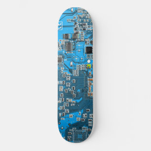 Computergek printplaat blauw skateboard