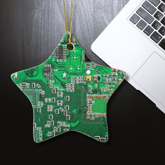 Computergek printplaat groen keramisch ornament