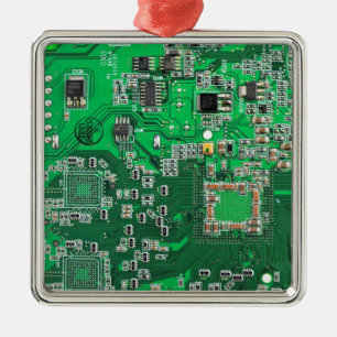 Computergek printplaat groen metalen ornament