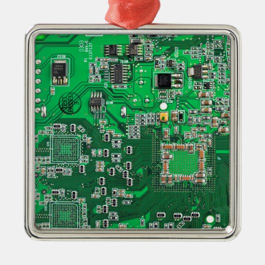Computergek printplaat groen metalen ornament (Voorkant)