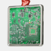 Computergek printplaat groen metalen ornament (Links)