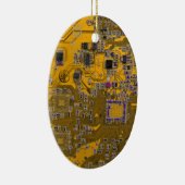 Computergek printplaat licht oranje keramisch ornament (Rechts)