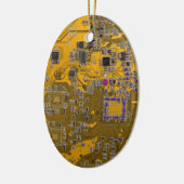 Computergek printplaat licht oranje keramisch ornament (Links)