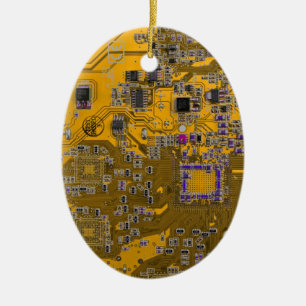 Computergek printplaat licht oranje keramisch ornament