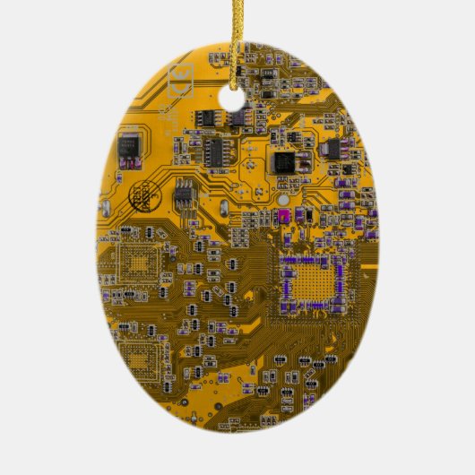 Computergek printplaat licht oranje keramisch ornament (Voorkant)