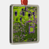 Computergek printplaat neon geel metalen ornament (Rechts)