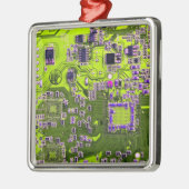 Computergek printplaat neon geel metalen ornament (Links)