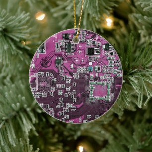 Computergek printplaat paars keramisch ornament