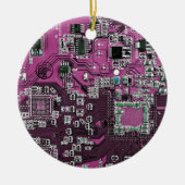 Computergek printplaat paars keramisch ornament (Voorkant)