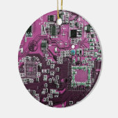 Computergek printplaat paars keramisch ornament (Links)