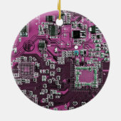 Computergek printplaat paars keramisch ornament (Achterkant)