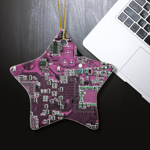 Computergek printplaat paars keramisch ornament