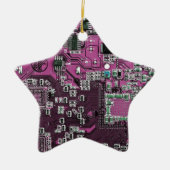 Computergek printplaat paars keramisch ornament (Voorkant)