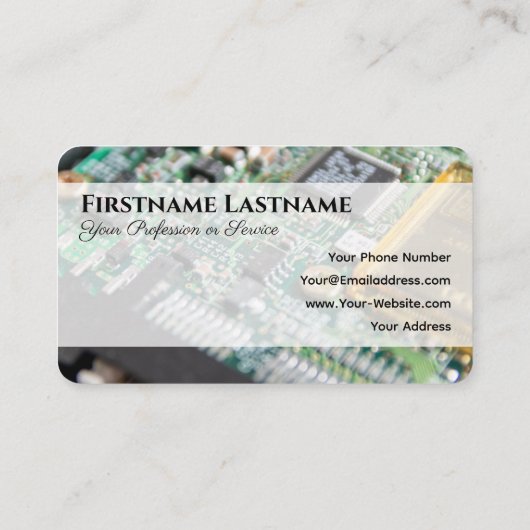 Computerhardware-expert printplaatopslag visitekaartje (Achterkant)