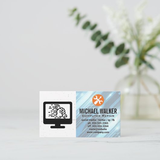 Computerhardware | Technische ondersteuning | Hand Visitekaartje (Staand voorkant)
