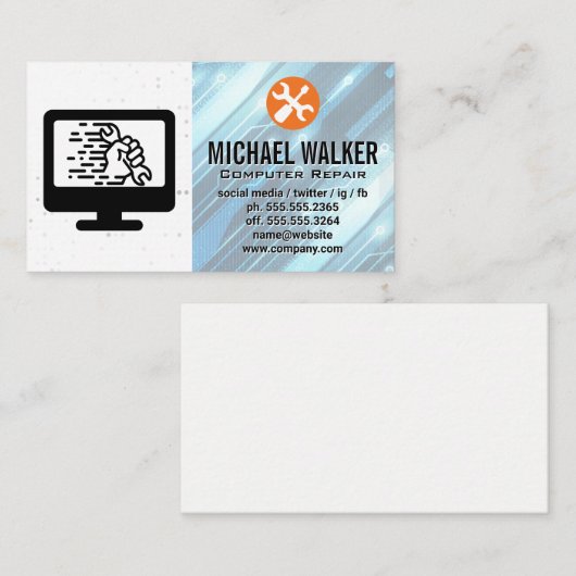 Computerhardware | Technische ondersteuning | Hand Visitekaartje (Voorkant / Achterkant)