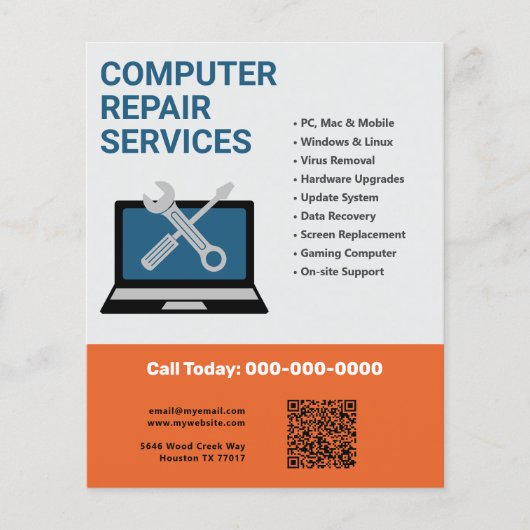 Computerhersteldiensten Oranje Flyer (Voorkant)