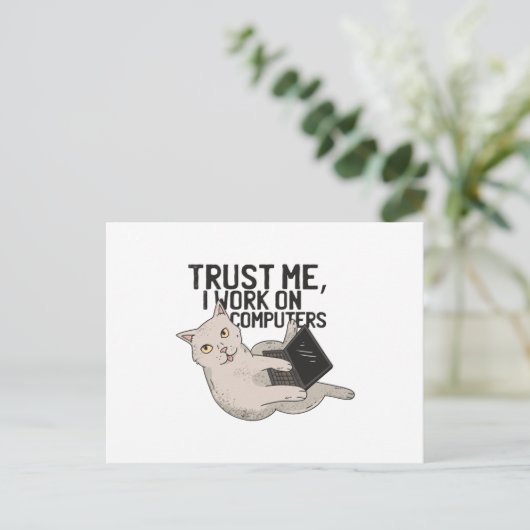 Computerkat Briefkaart (Staand voorkant)