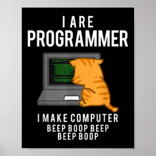 Computerkat programmeur Funny Coder Meme Poster