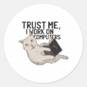 Computerkat Ronde Sticker (Voorkant)
