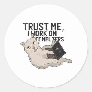 Computerkat Ronde Sticker
