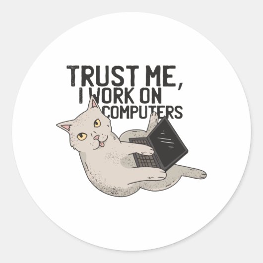 Computerkat Ronde Sticker (Voorkant)