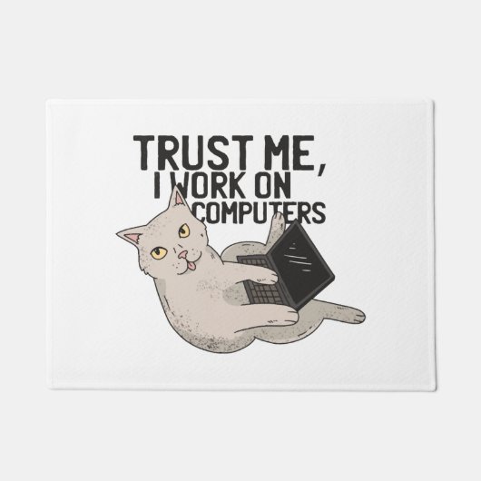 Computerkat vertrouw me ik werk op computers deurmat (Voorkant)