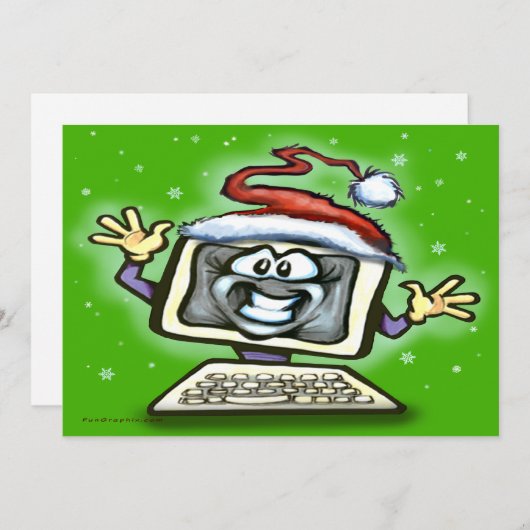 Computerkerst Feestdagenkaart (Voorkant / Achterkant)
