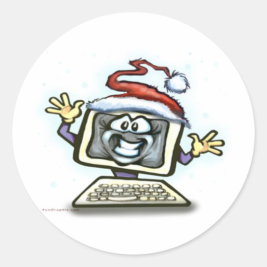 Computerkerst Ronde Sticker (Voorkant)